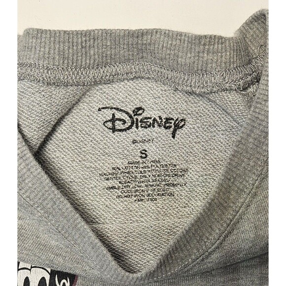 Retro Official Disney Mickey Mouse Sweatshirt  Small Gray White Stripes - Picture 2 of 5
